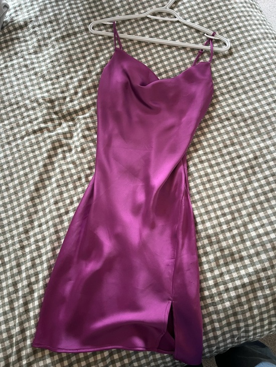 Dynamite Dresses & Skirts - Dynamite Satin Fuchsia Slip Dress with Cowl Neck